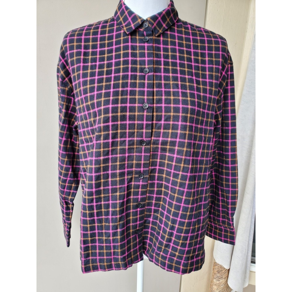 Madewell Flannel Shirt Womens XS Black Pink Orange Westlake Stoppard Plaid NWTs